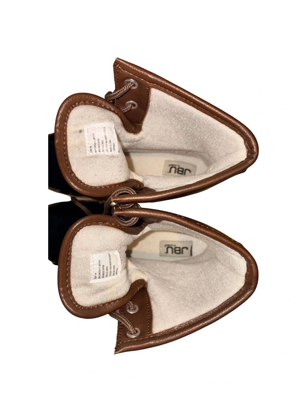 JBU Brown Leather Lace-Up Boots with Cream Lining